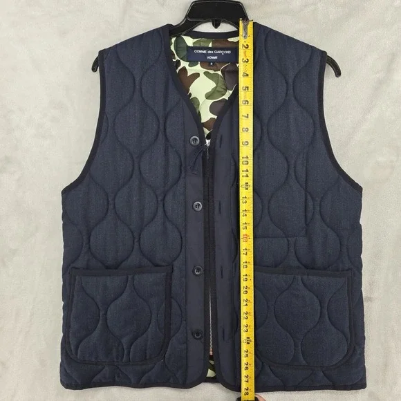 Comme Des Garçons Homme Quilted Vest Mens Small Full Zuo Blue Camo Made In Japan